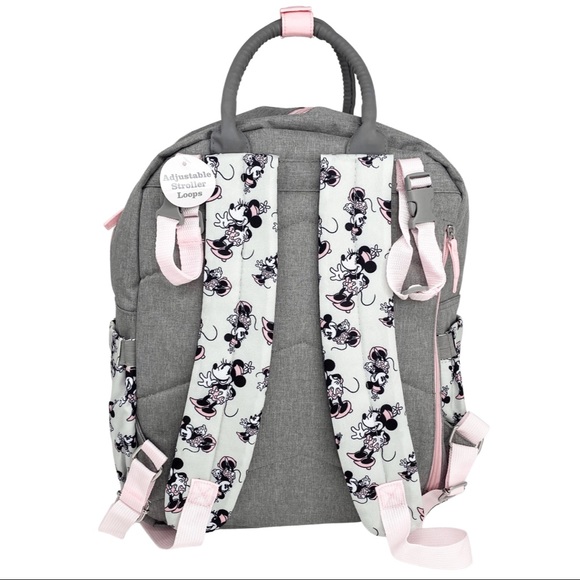Disney Mickey Mouse 14 Pocket Multi-piece Backpack Diaper Bag Pink Gray 🌟NEW🌟 - Picture 2 of 16